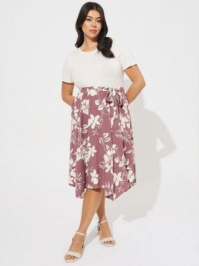 Torrid Super Soft And Stretch Challis Hanky Hem Midi Dress women’s size 3X